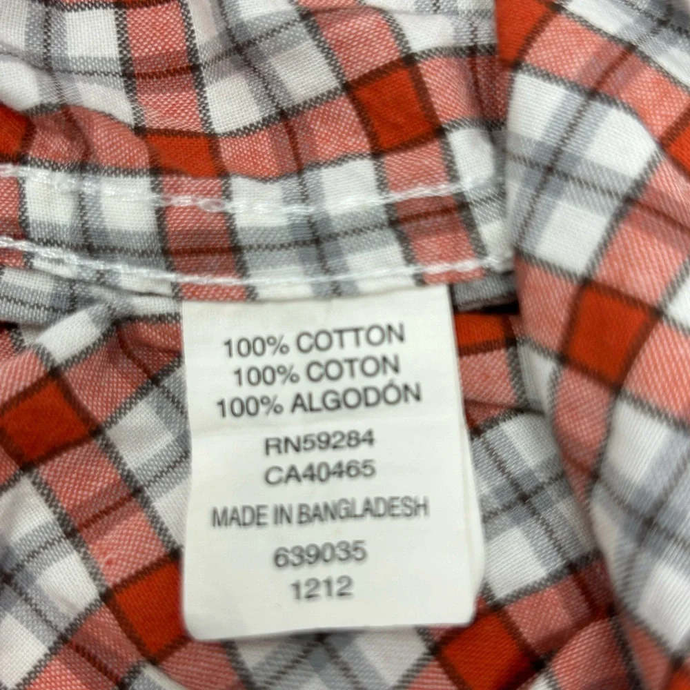 Place‎ Est. 1989 Orange White Black Plaid Boys Long Sleeve Shirt Size M 7/8